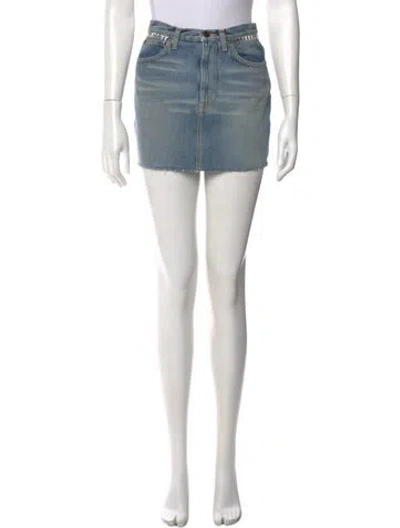 Pre-owned Saint Laurent Studded Accents Mini Skirt In Blue