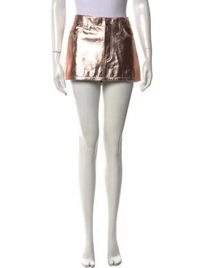 Pre-owned Saint Laurent Studded Accents Mini Skirt W/ Tags In Metallic/pink