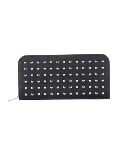 Pre-owned Saint Laurent Studded Continental Wallet Leather Wallet In Black