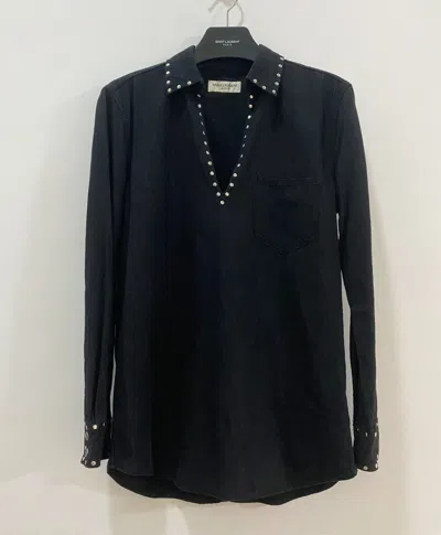 Pre-owned Saint Laurent Studded Denim Shirt In Black