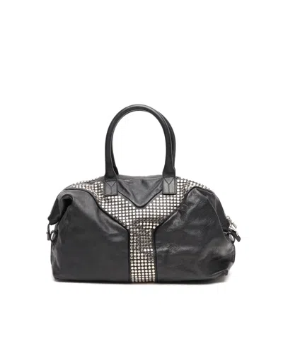 Saint Laurent Studded Easy Y Boston Bag In Black