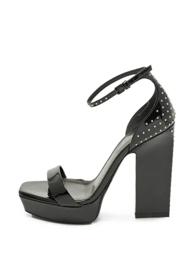 Pre-owned Saint Laurent Studded Platform Sandals In Black