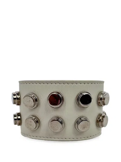 Pre-owned Saint Laurent Studded Wrap Bracelet In Neutrals