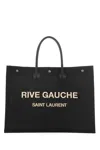 Saint Laurent Rive Gauche Black Canvas Tote Bag Men In Black