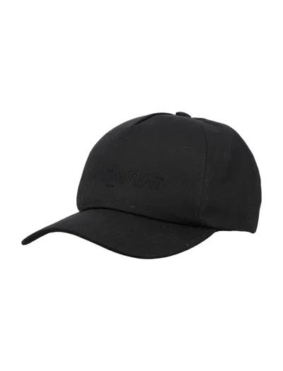 Saint Laurent Stylish Black Gabardine Cap For Men