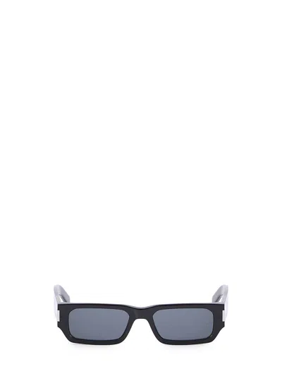 Saint Laurent Stylish Black Rectangular Men's Sunglasses With Thick Frames And Nylon Lenses