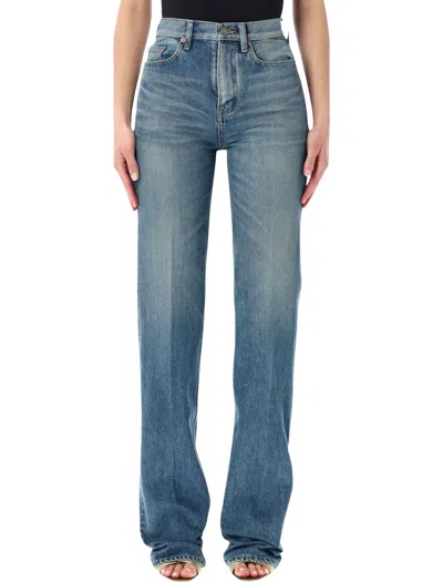 Saint Laurent Stylish High-waisted Jeans For Women In Blue