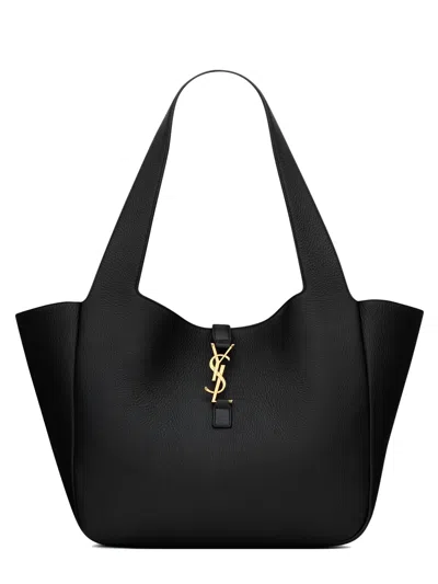 Saint Laurent Stylish Leather Tote Bag - Height 28 Cm; Width 50 Cm; Depth 18 Cm In Black