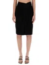 Saint Laurent Gonna A Matita In Raso Di Crêpe Di Seta In Black