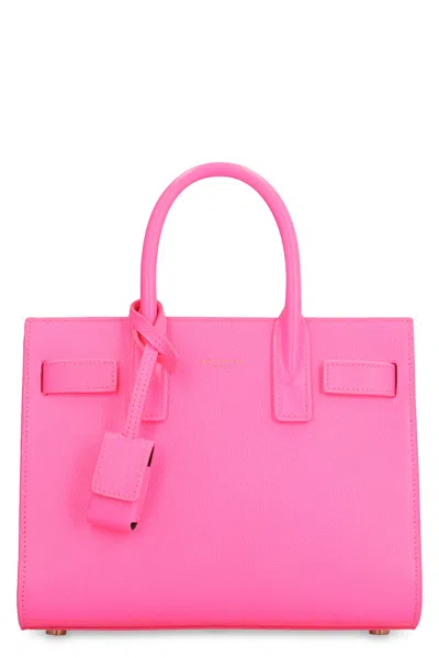 Saint Laurent Stylish Pink & Purple Top-handle Tote For Women In Calf Leather