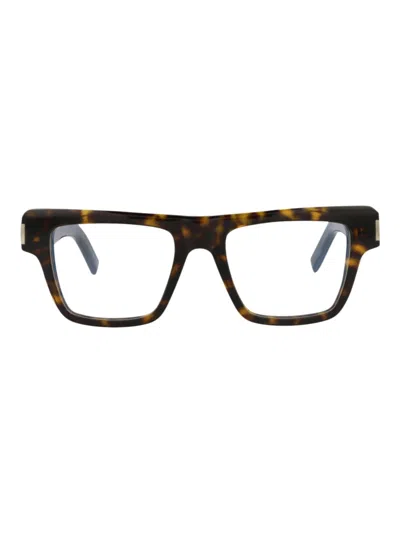 Saint Laurent Stylish Square/rectangle Men's Eyeglasses In Brown