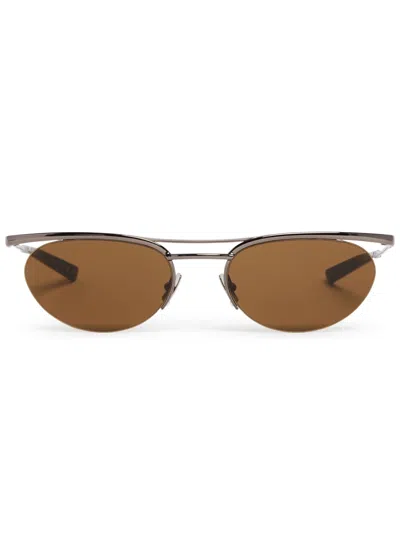 Saint Laurent Stylish Sunglasses With Metal Temples For Women In Brown