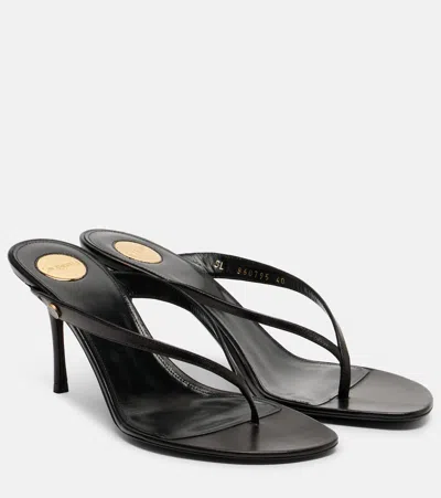 Saint Laurent Sue Embellished Leather Sandals In Black