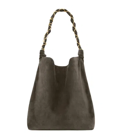 Saint Laurent Suede Amalia Shoulder Bag In Sand