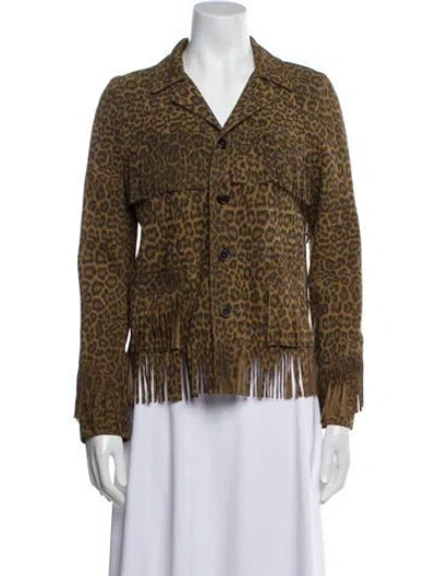 Pre-owned Saint Laurent Suede Animal Print Blazer W/ Tags In Multi