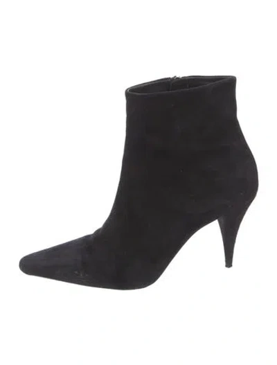 Pre-owned Saint Laurent Suede Animal Print Boots In Black
