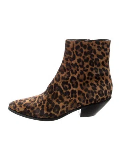 Pre-owned Saint Laurent Suede Animal Print Boots In Neutral
