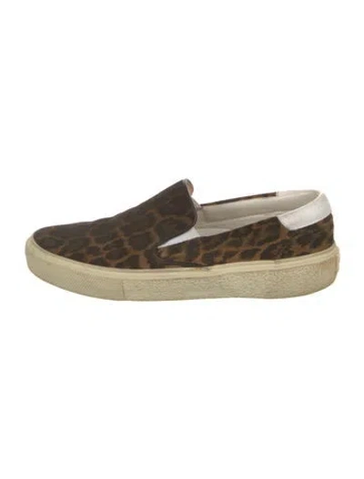 Pre-owned Saint Laurent Suede Animal Print Sneakers In Brown