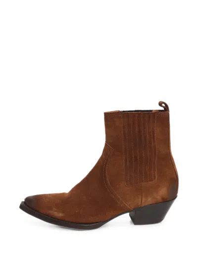 Pre-owned Saint Laurent Suede Ankle Boots In Brown