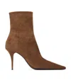 Saint Laurent Brown Suede Ashley Ankle Boots In Brown