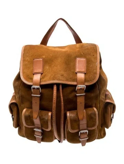 Pre-owned Saint Laurent Suede Backpack In Neutrals