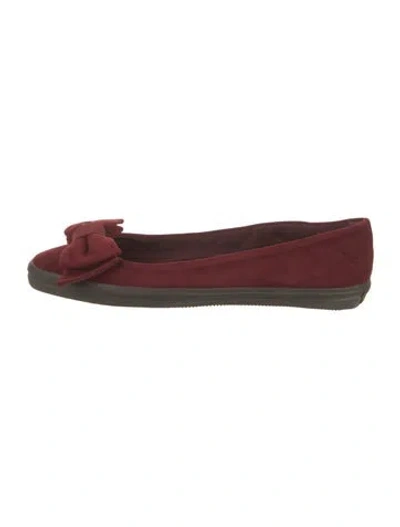 Pre-owned Saint Laurent Suede Ballet Flats In Burgundy