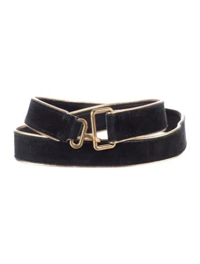 Pre-owned Saint Laurent Suede Belt In Black
