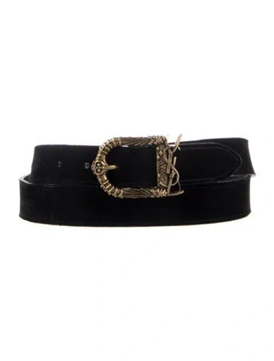 Pre-owned Saint Laurent Suede Belt In Black