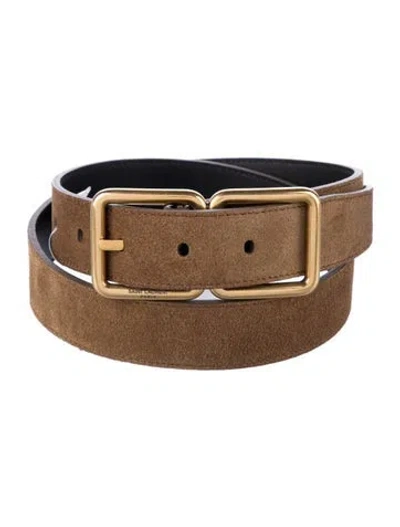 Pre-owned Saint Laurent Suede Belt In Brown