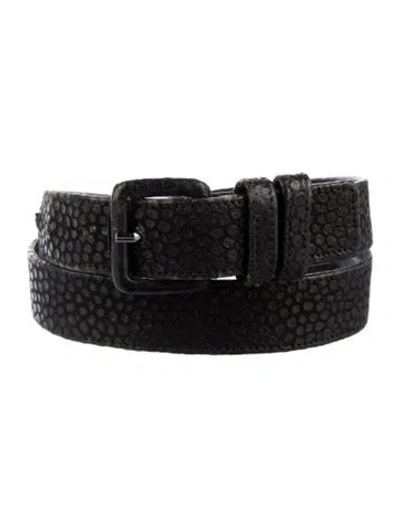 Pre-owned Saint Laurent Suede Belt Kit In Black
