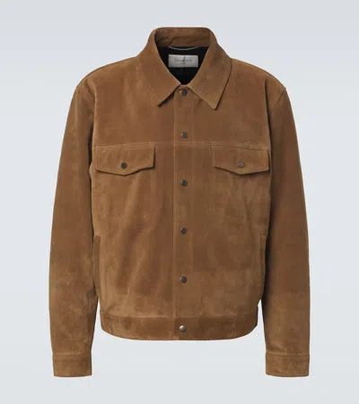 Saint Laurent Long-sleeved Leather Jacket In Brown
