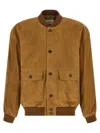 Saint Laurent Brown Solid Bomber Jackets In Brown