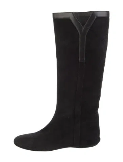 Pre-owned Saint Laurent Suede Boots In Black