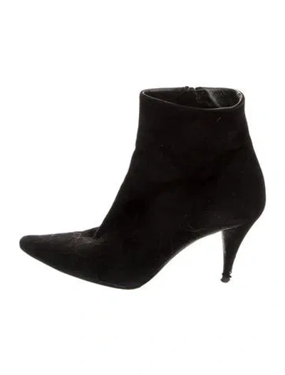 Pre-owned Saint Laurent Suede Boots In Black