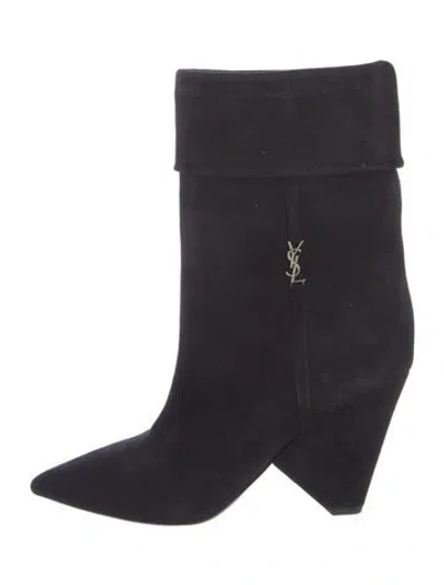 Pre-owned Saint Laurent Suede Boots In Black