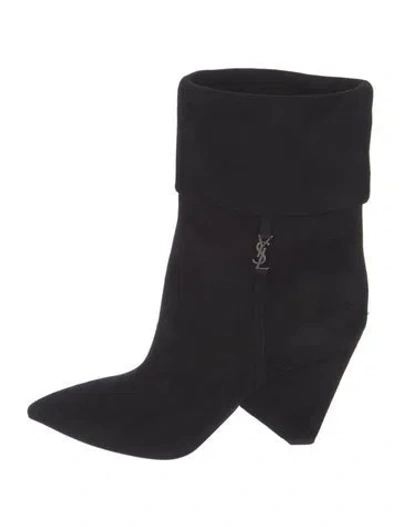 Pre-owned Saint Laurent Suede Boots In Black