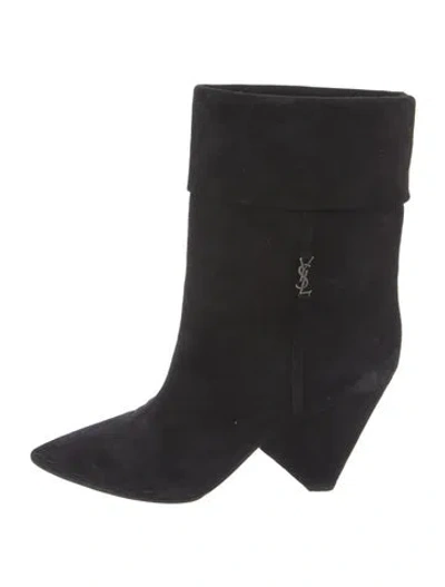 Pre-owned Saint Laurent Suede Boots In Black