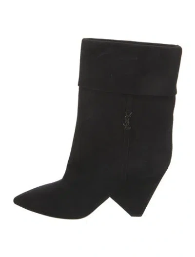 Pre-owned Saint Laurent Suede Boots In Black