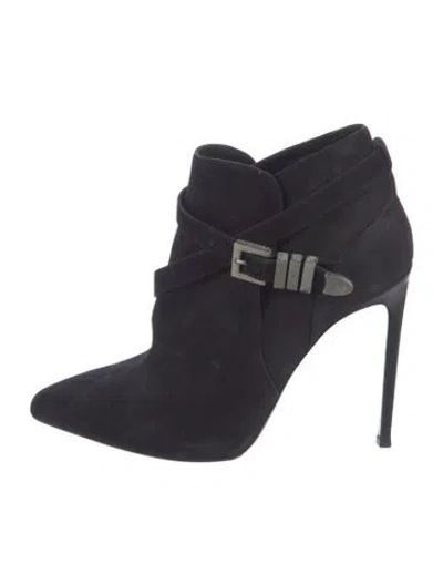 Pre-owned Saint Laurent Suede Boots In Black