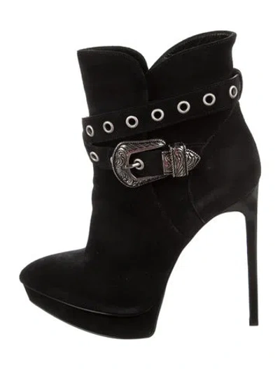 Pre-owned Saint Laurent Suede Boots In Black