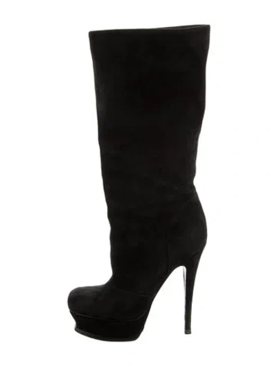 Pre-owned Saint Laurent Suede Boots In Black