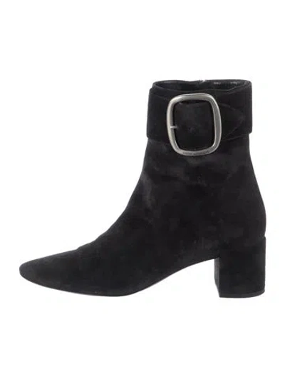Pre-owned Saint Laurent Suede Boots In Black