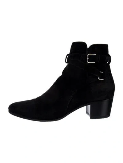 Pre-owned Saint Laurent Suede Boots In Black