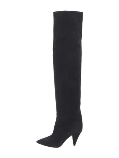 Pre-owned Saint Laurent Suede Boots In Black