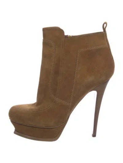 Pre-owned Saint Laurent Suede Boots In Brown