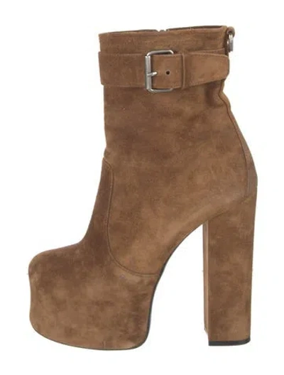 Pre-owned Saint Laurent Suede Boots In Brown