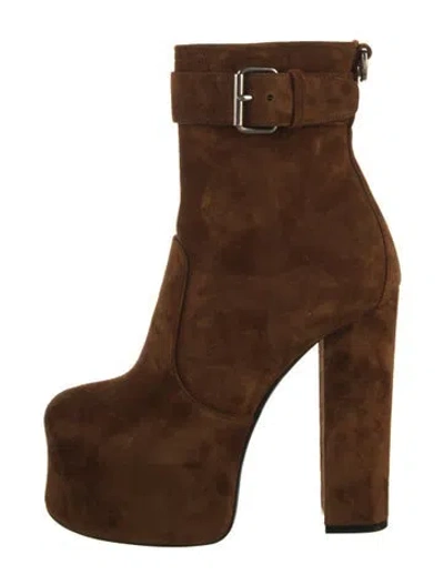 Pre-owned Saint Laurent Suede Boots In Brown