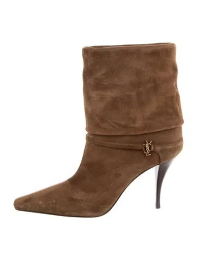 Pre-owned Saint Laurent Suede Boots In Brown