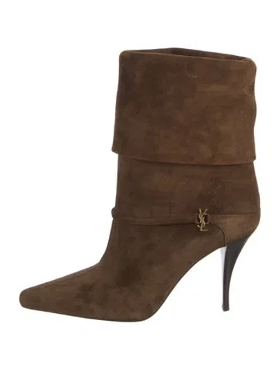 Pre-owned Saint Laurent Suede Boots In Brown