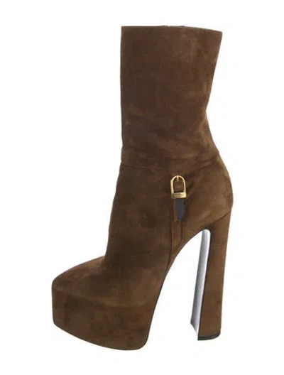Pre-owned Saint Laurent Suede Boots In Brown